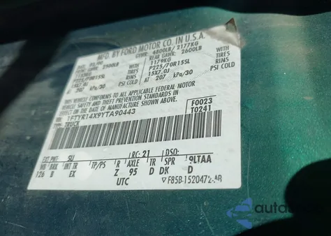 2000 Ford Ranger Xlt из США, поврежденный, VIN 1FTYR14X9YTA90443